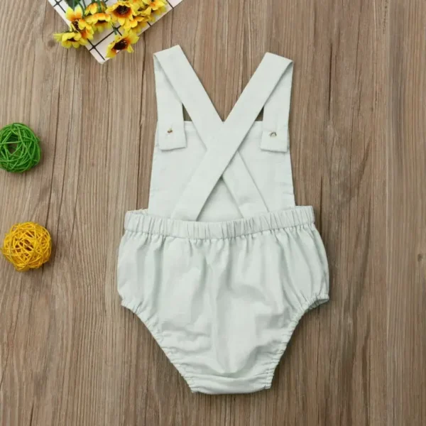 0-36months Newborn Bodysuits Summer Ruffles Playsuit For Baby Girl Solid White Beige Button Backless Infant Boy Sunsuit Playsuit - Image 4