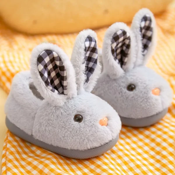 Kid Shoes Girl Fur Slippers Anti Slip Warm Slippers Fashionable Color Matching Cotton Slipper Autumn Winter Thick Bottom Slipper - Image 3