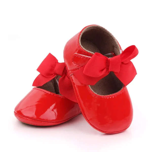 PU Princess Baby Girl Shoes for Newborn for Birth Big Bow Wedding Shoes PU Leather Toddler Girl Shoes - Image 4