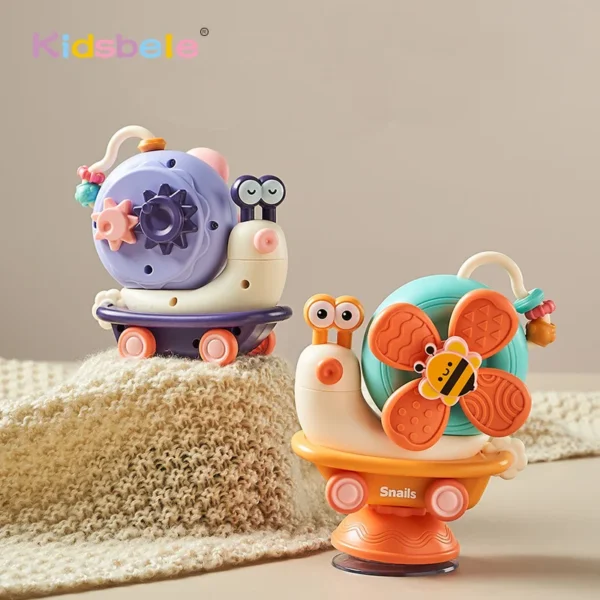 Baby Toys Montessoris Inspired Toddlers Bath Sensory Toys High Chair Suction Cup Fidget Spinner Fine Windmill Snail Newborn Gift