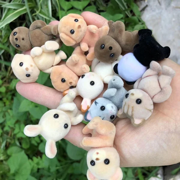 1PCS Forest Family Animal Figure Rabbit Bear Dog Panda Flocked Shaggy Figurine Monkey Model Toy For Kid