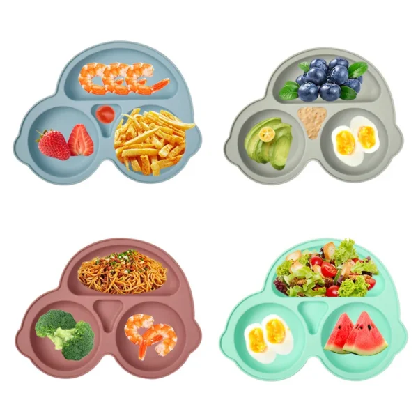 Baby Safe Silicone Dining Plate Suction Cartoon Children Dishes Feeding Toddler Training Tableware Retro Kids Smile Face Bowl - Image 3