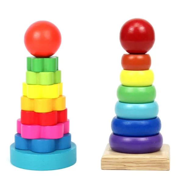 New Kids Rainbow Stacking Ring Tower Stacking Folding Cup Stapelring Blocks Wood Plastic Toddler Toy Baby Infant Toys