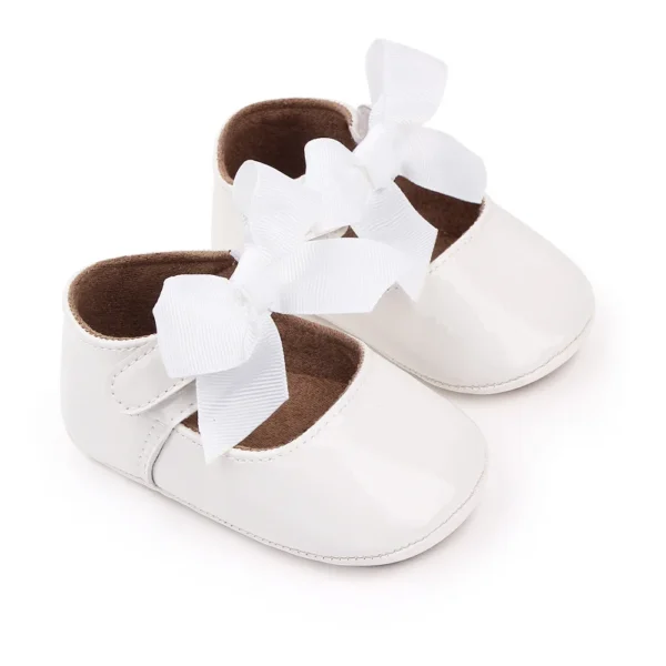 PU Princess Baby Girl Shoes for Newborn for Birth Big Bow Wedding Shoes PU Leather Toddler Girl Shoes - Image 2