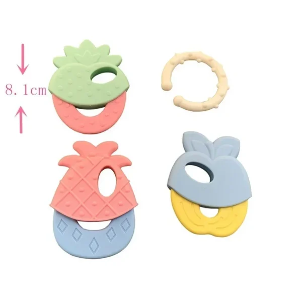 Baby Fruit Style Soft Rubber Rattle Teether Toy Newborn Chews Food Grade Silicone Teethers Infant Training Bed Toy Chew Toys Kid - Image 3