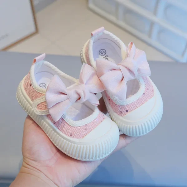 Spring New Children Students Soft Sole Casual Shoes Fashion Bow Girls Baby Anti Kick Shoe Princess Kids Breathable Canvas Shoes - Image 4