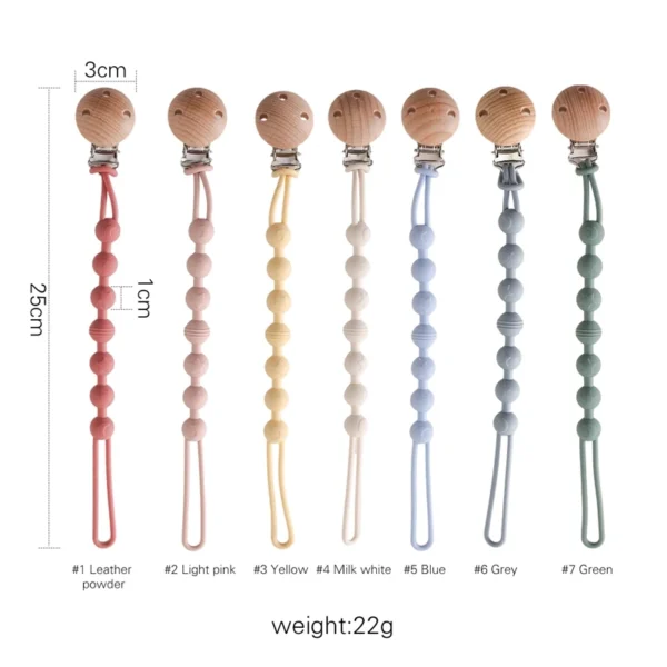 Beech Wood Chew Bead Pacifier Clips Dummy Chain Holder Newborn Soother Chains Nipple Holder For Babies Teething Toy Baby Chew - Image 6